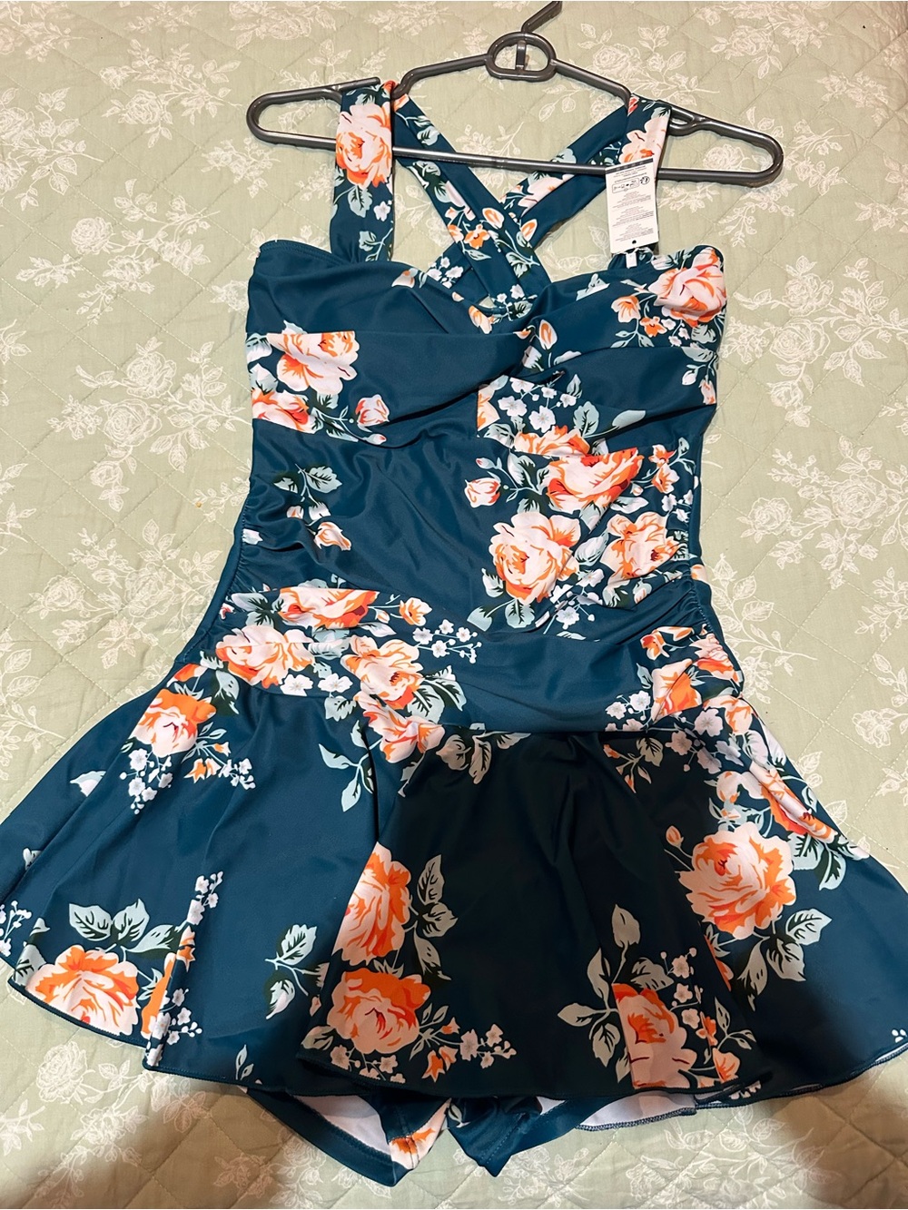 Ladies Floral Swim Dress with Skirt